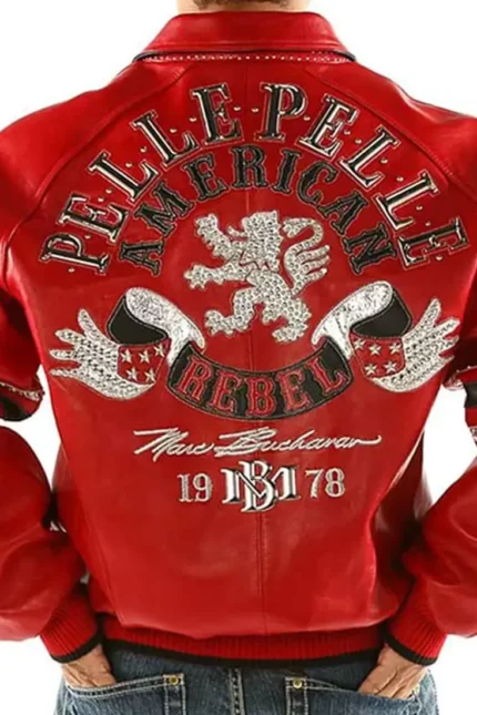 Pelle Pelle American Rebel Red Leather Jacket Back - Jacket Boutique