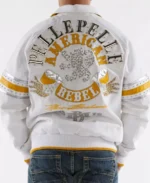 Pelle Pelle American Rebel White and Gold Leather Jacket Back - Jacket Boutique