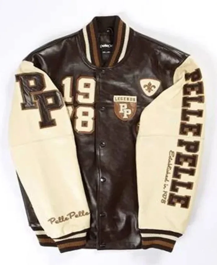 Pelle Pelle Brown Varsity Bomber Leather Jacket - Jacket Boutique