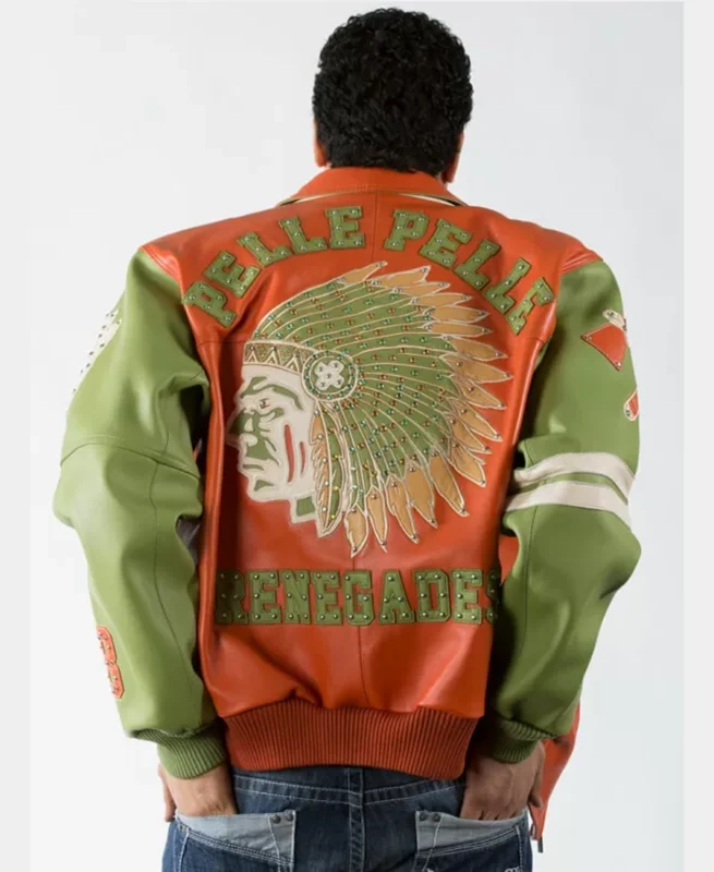 Pelle Pelle Chief Keef Leather Orange And Green Jacket - Jacket Boutique