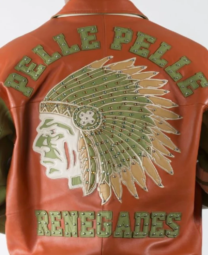 Pelle Pelle Chief Keef Leather Orange And Green Jacket Back - Jacket Boutique