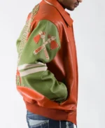 Pelle Pelle Chief Keef Leather Orange And Green Jacket Side View - Jacket Boutique