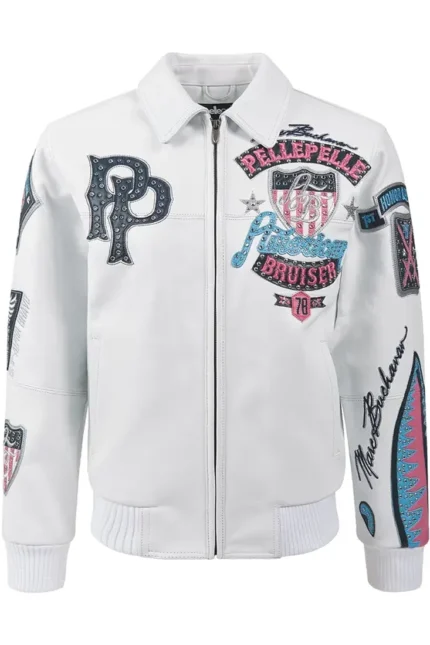 Pelle Pelle Limited Edition American Bruiser White Plush Jacket - Jacket Boutique