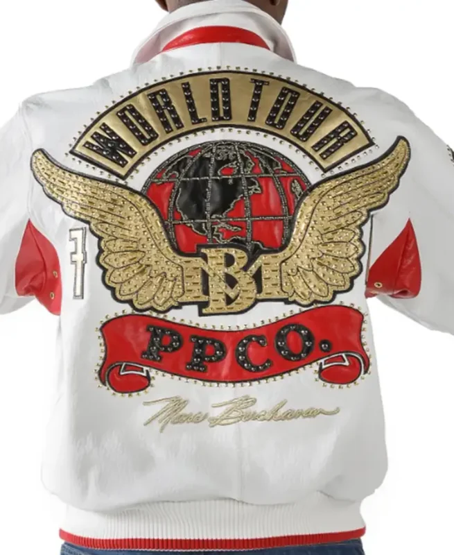 Pelle Pelle Men World Tour White Leather Jacket Back - Jacket Boutique