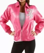 Pelle Pelle Pink Encrusted Studded Leather Jacket - Jacket Boutique