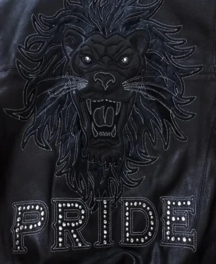 Pelle Pelle Pride Studded Black Jacket Back Close Up - Jacket Boutique