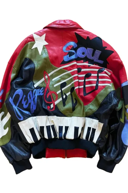 Pelle Pelle Red Rap Leather Piano Jacket Back - Jacket Boutique