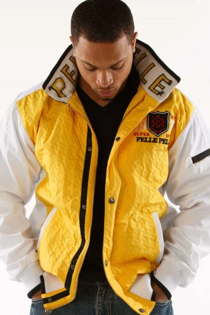 Pelle Pelle Super Sport Yellow And White Jacket - Jacket Boutique