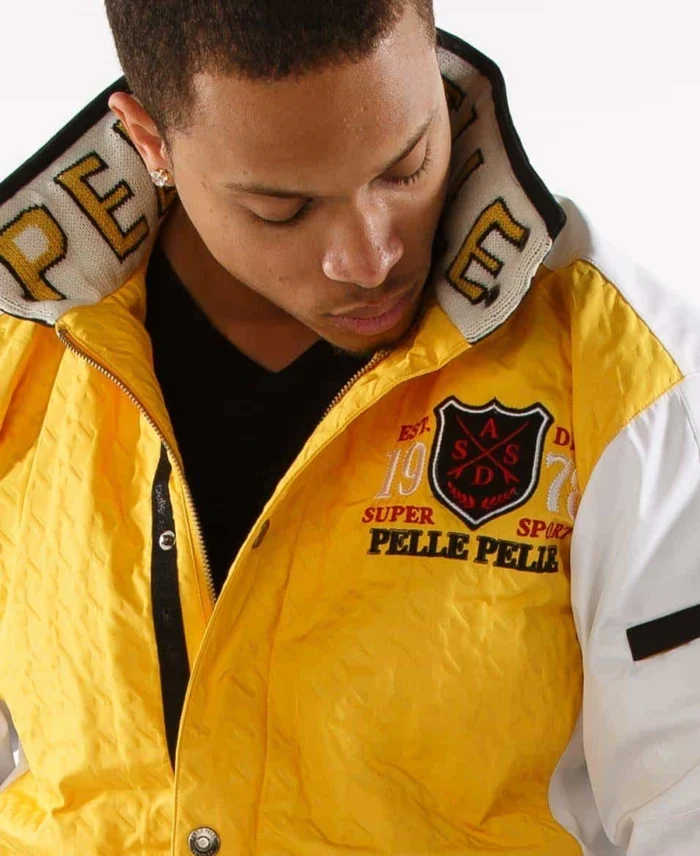 Pelle Pelle Super Sport Yellow And White Jacket Half View - Jacket Boutique