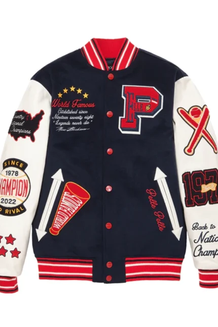 Pelle Pelle World Famous Navy Blue Wool Varsity Jacket - Jacket Boutique