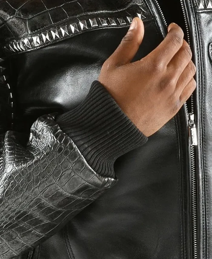 Pelle Pelle World Tour Forty Years Black Leather Jacket Cuff Closeup - Jacket Boutique