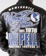 Pelle Pelle World Tour EST. 1978 Black Jacket Back Closeup - Jacket Boutique