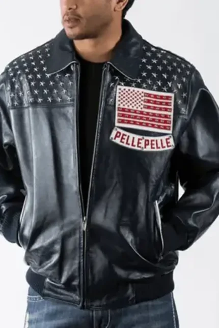 Shop Pelle Pelle American Black Leather Jacket For Men And Women On Sale - Jacket Boutique