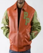 Shop Pelle Pelle Chief Keef Leather Orange And Green Jacket For Men And Women On Sale - Jacket Boutique