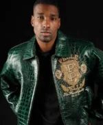 Shop Pelle Pelle Eye On The Prize Green Leather Jacket For Men And Women On Sale - Jacket Boutique