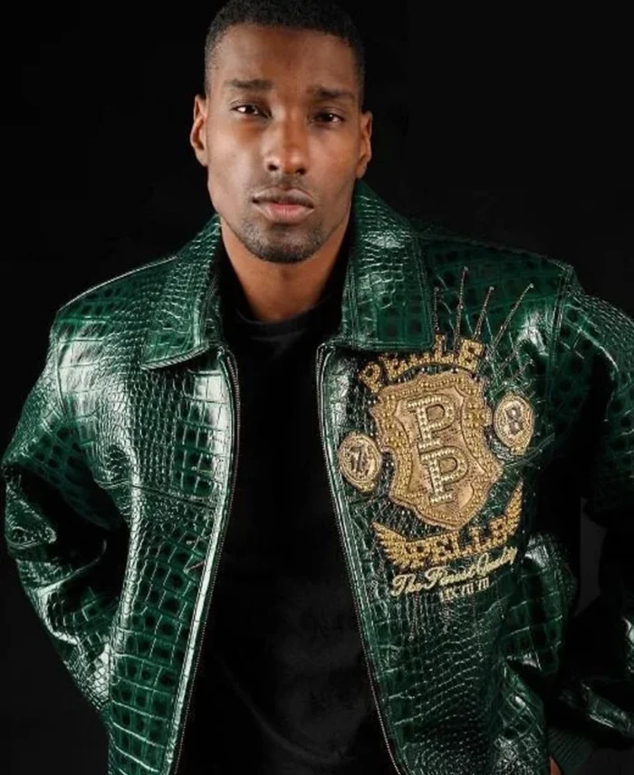 Shop Pelle Pelle Eye On The Prize Green Leather Jacket For Men And Women On Sale - Jacket Boutique