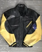 Shop Pelle Pelle Soda Club Marc Buchanan Black And Yellow Leather Jacket For Men And Women On Sale - Jacket Boutique