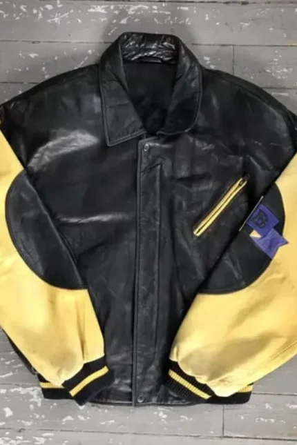 Shop Pelle Pelle Soda Club Marc Buchanan Black And Yellow Leather Jacket For Men And Women On Sale - Jacket Boutique