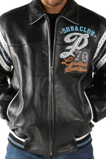 Shop Pelle Pelle Special Cut Soda Club Black Studded Jacket For Men And Women On Sale - Jacket Boutique