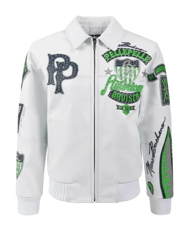 Pelle Pelle American Bruiser White Green Jacket - Jacket Boutique