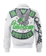 Shop Pelle Pelle American Bruiser White Green Jacket For Men And Women On Sale - Jacket Boutique